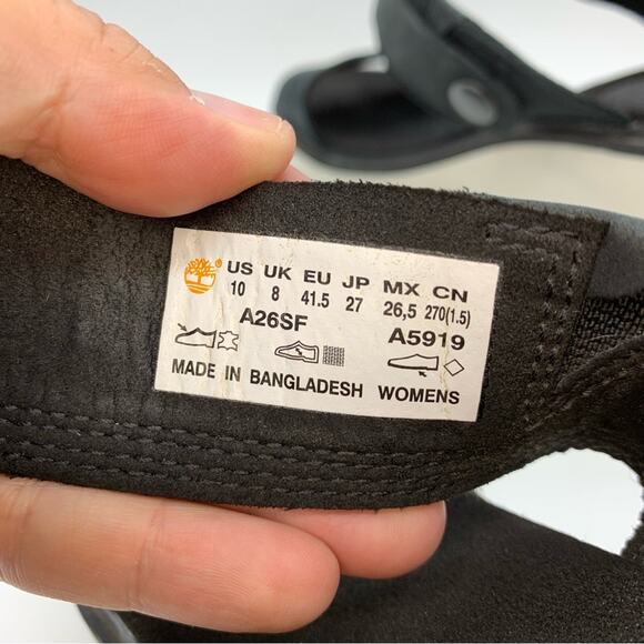 Timberland Koralyn Wedge Double Strap Sporty Buckle Sandal Black/White Size 10 - Picture 11 of 12